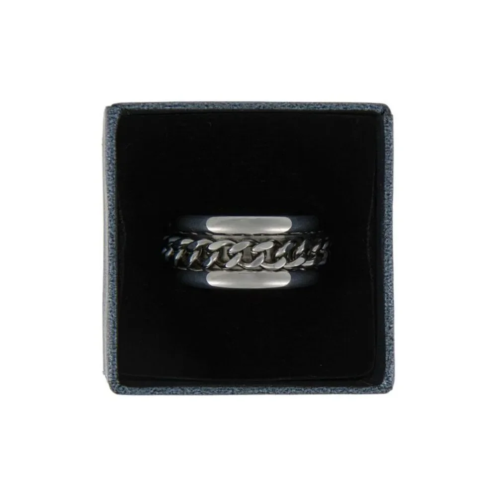 Men's Stainless Steel Curb Chain Band Fashion Ring, Size 10